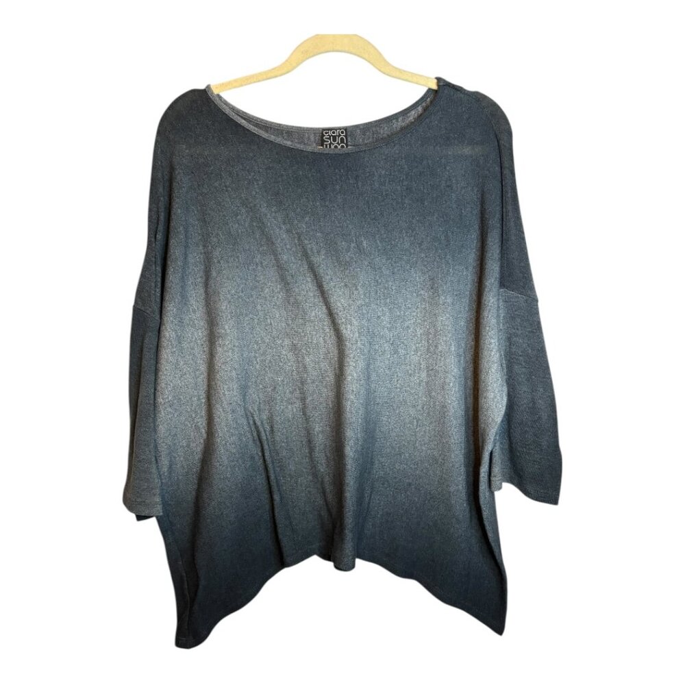Clara Sun‎ Woo Sweater Women's Size 2X Office Gray Ombre